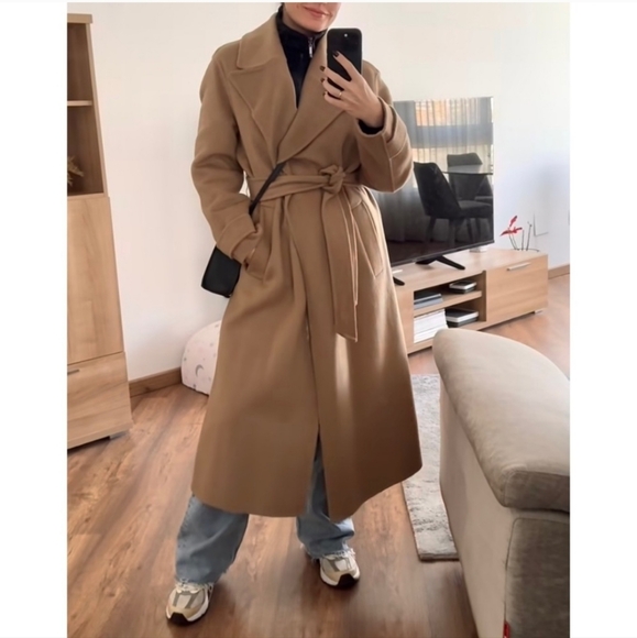 Zara Wool Blend Coat Camel Tan Size S - Picture 13 of 16